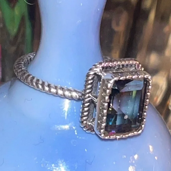 Rainbow Quartz Sterling Silver Ring 6.5